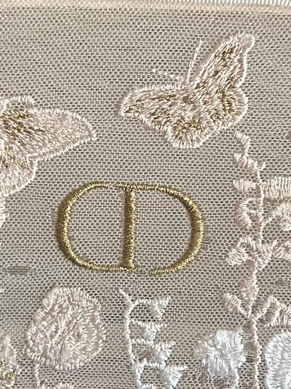 DIOR Embroidered Butterfly Floral Makeup Pouch - Cream - Picture 6 of 9